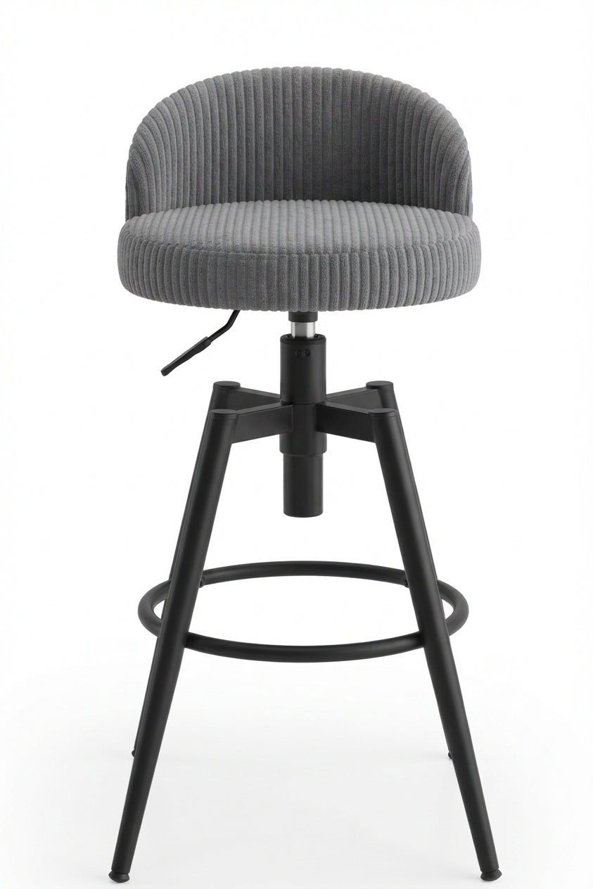 Tabouret de Bar Velours Côtelé Pivotant – Zélio