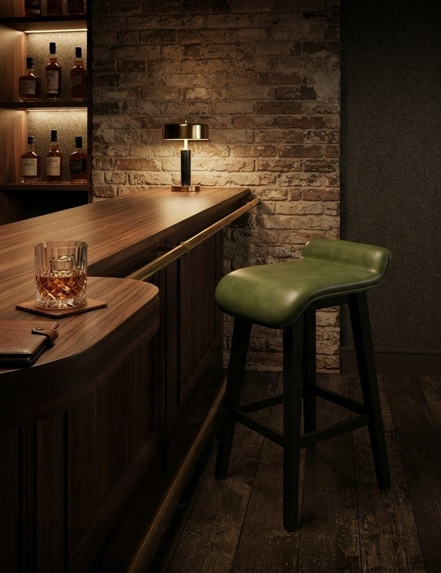Tabouret de Bar Simili Cuir Vert & Bois – Orvieto