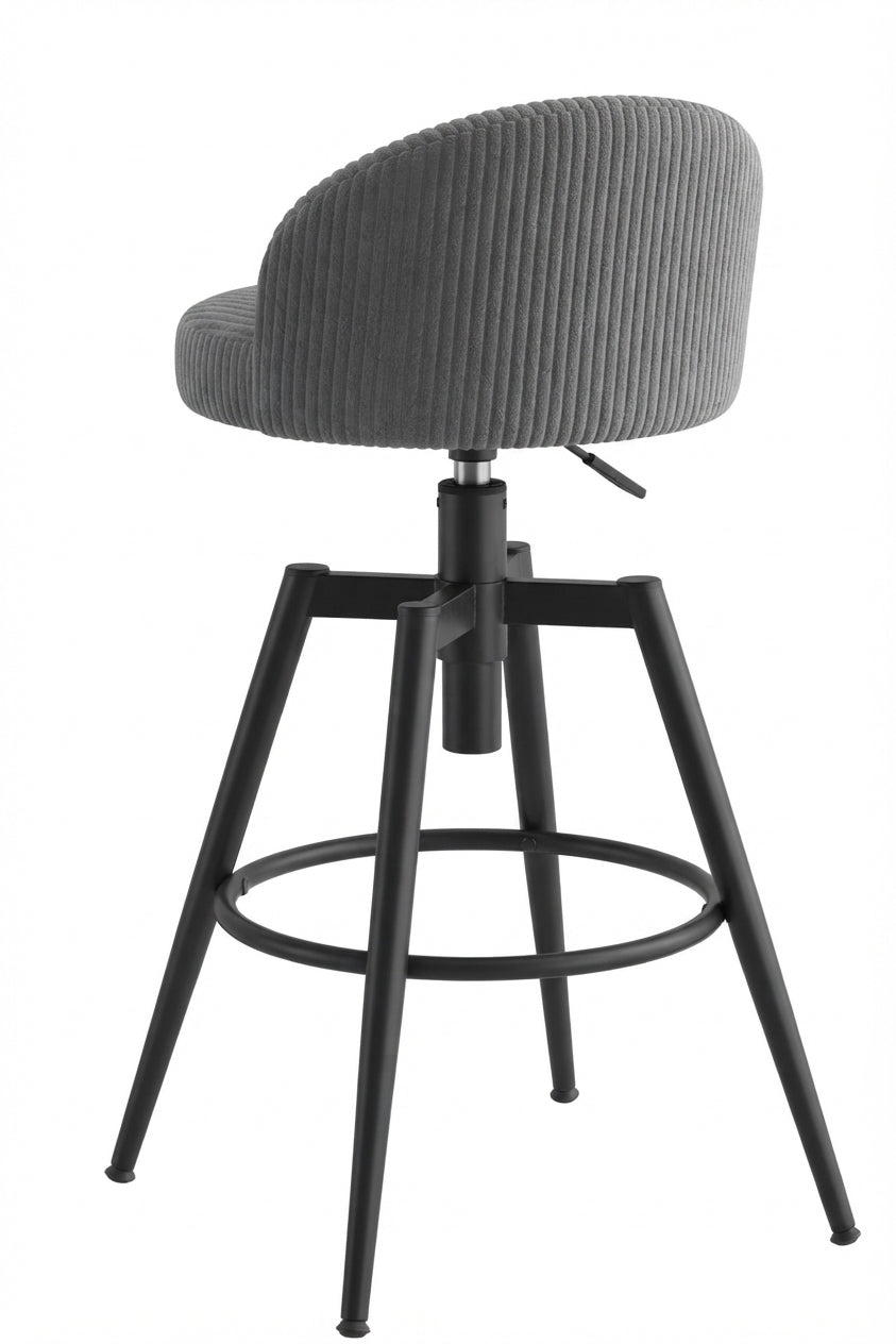Tabouret de Bar Velours Côtelé Pivotant – Zélio