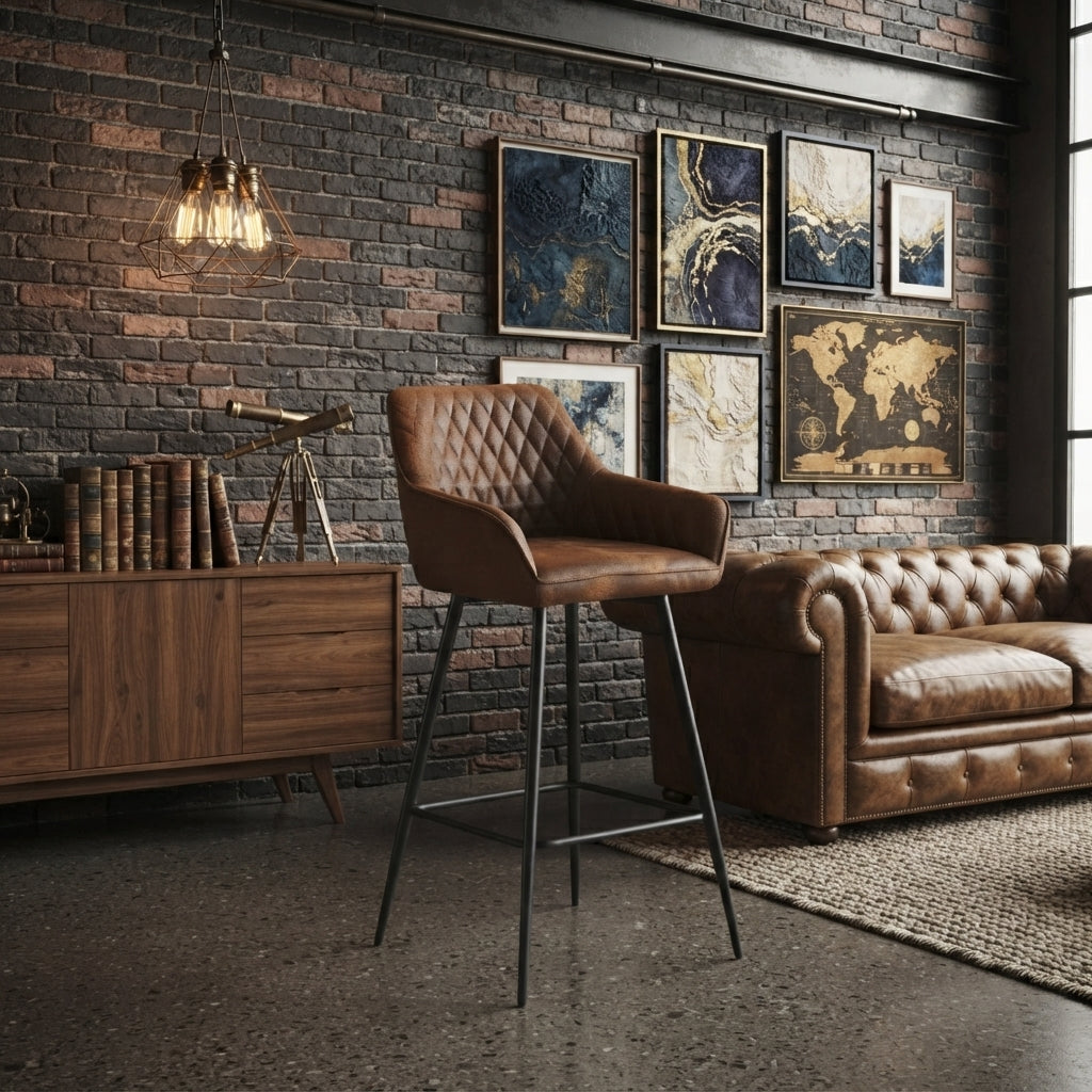 Tabouret de Bar Simili Cuir Marron – Bergen