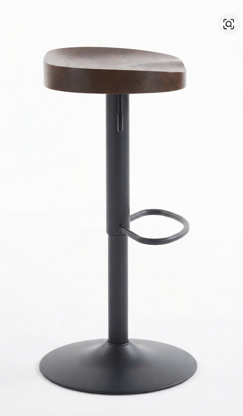 Tabouret de Bar Bois d’Orme Réglable – Riga