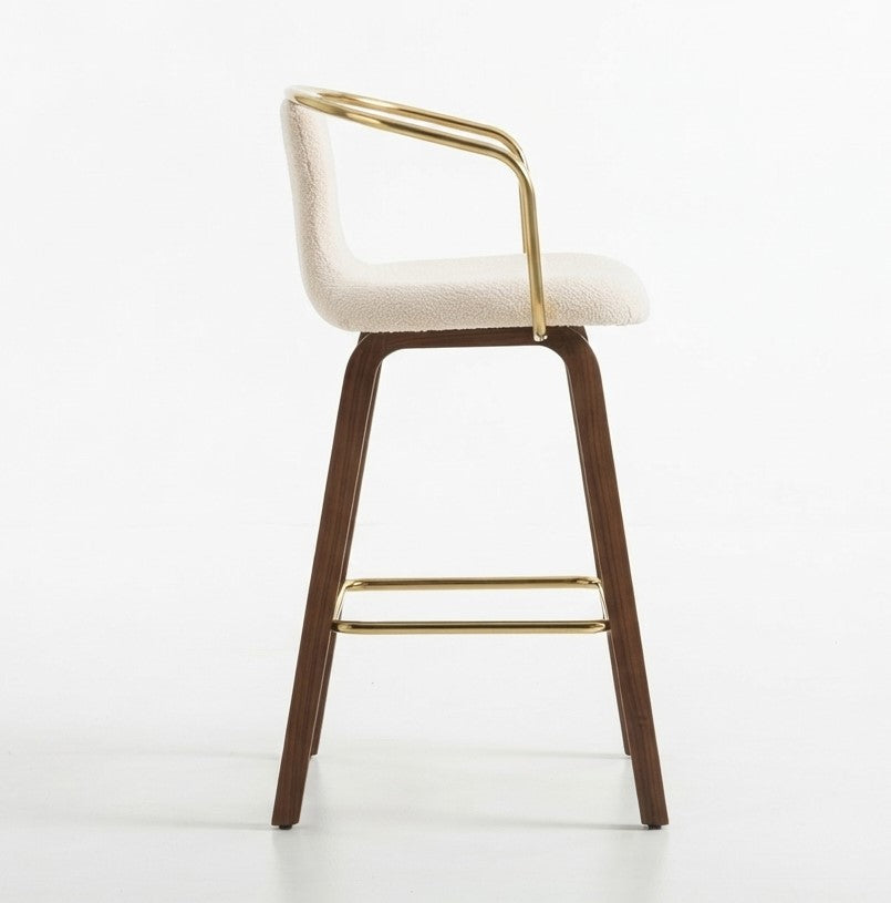 Tabouret de Bar Tissu Crème & Bois – Amalfi