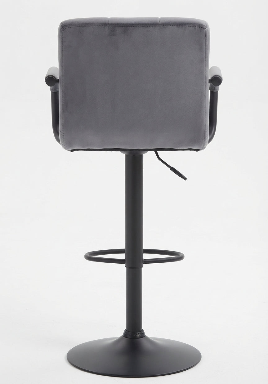 Tabouret de Bar Velours Gris avec Accoudoirs – Savio