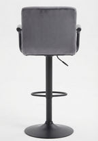 Tabouret de Bar Velours Gris avec Accoudoirs – Savio