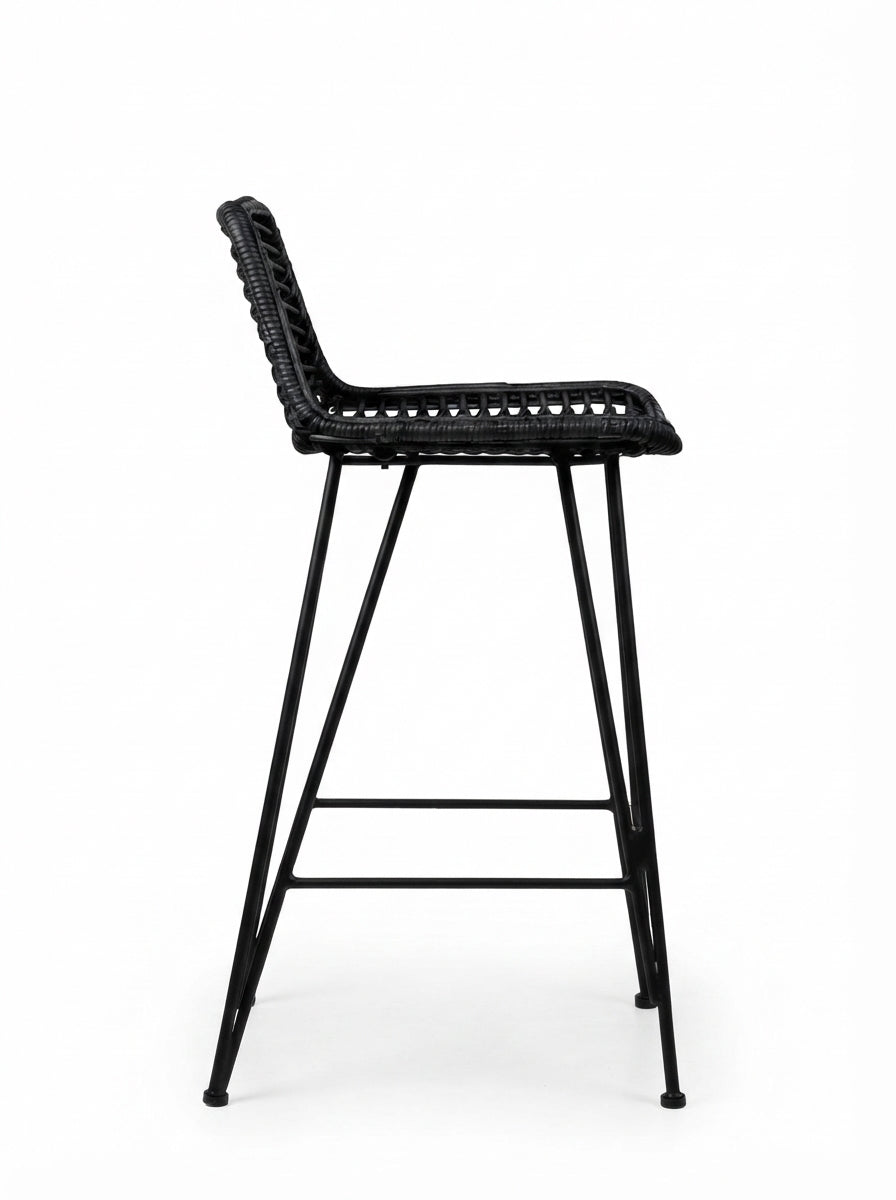 Tabouret de Bar Rotin Noir – Kaïro