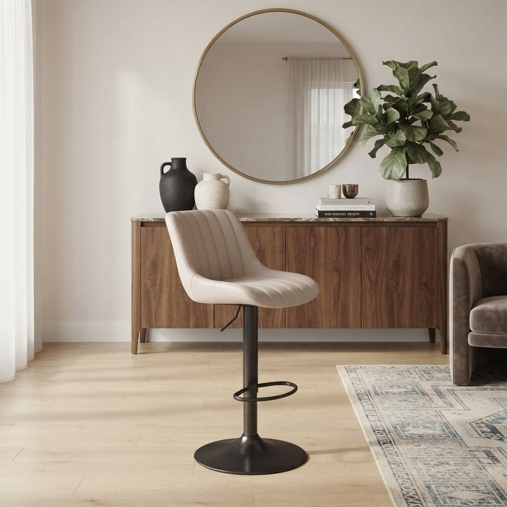 Tabouret de Bar Simili Cuir Beige – Freja