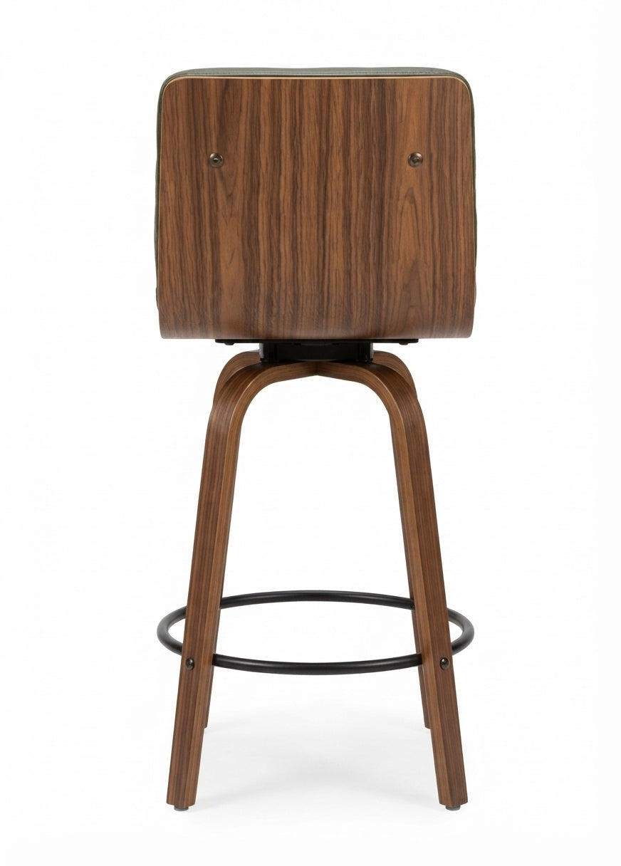 Tabouret de Bar en Bois et Simili Cuir Vert – Kyoto