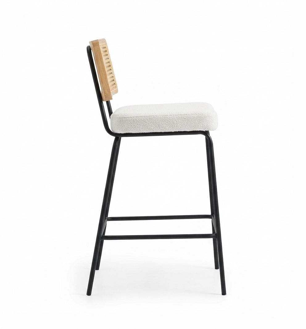 Tabouret de Bar Rotin & Tissu – Solaro