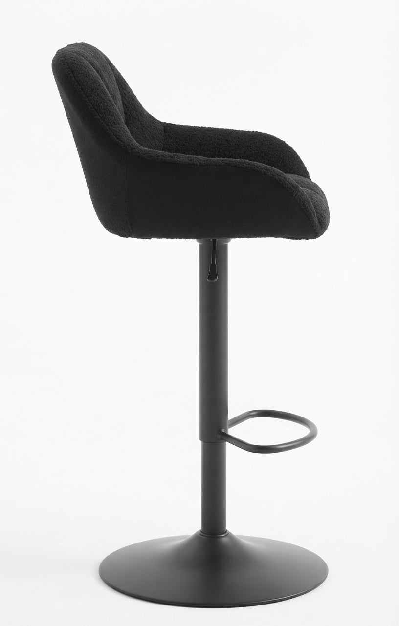 Tabouret de Bar Tissu Chenille Noir – Valerio