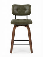 Tabouret de Bar en Bois et Simili Cuir Vert – Malmö