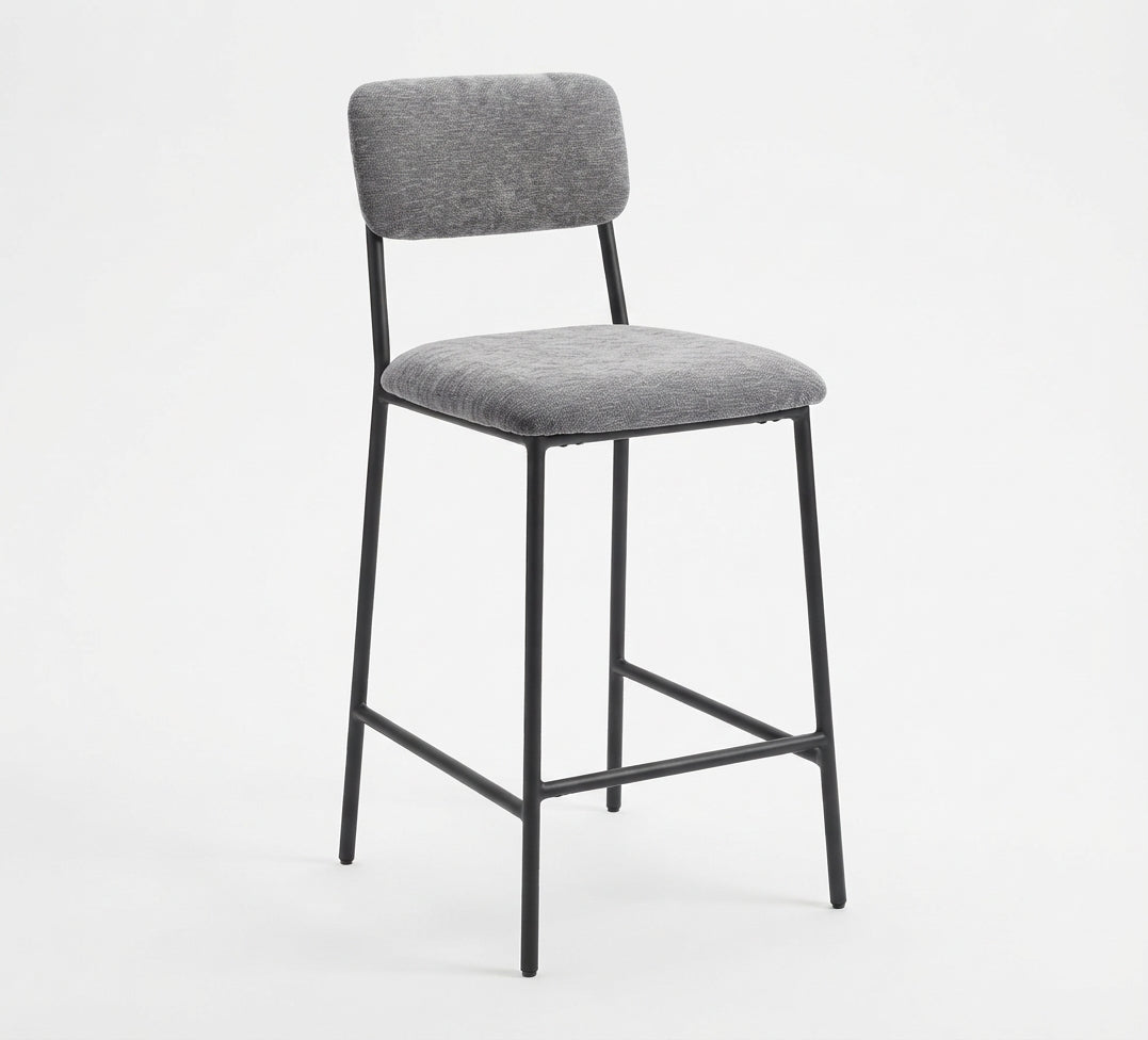 Tabouret de Bar Tissu Chenille Gris – Tavira