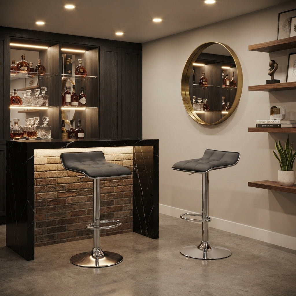 Tabouret de Bar Simili Cuir Gris – Soren