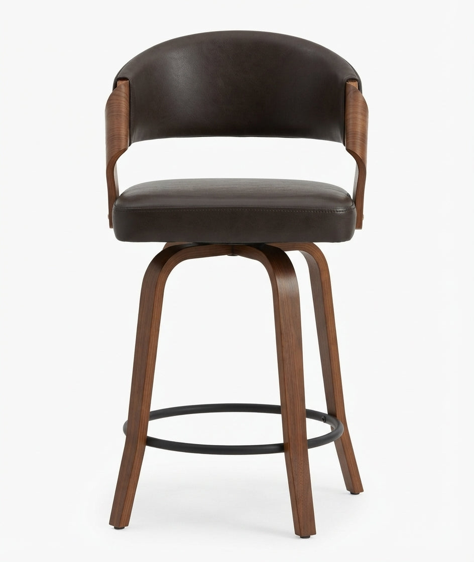 Tabouret de Bar Simili Cuir Marron & Bois – Toledo