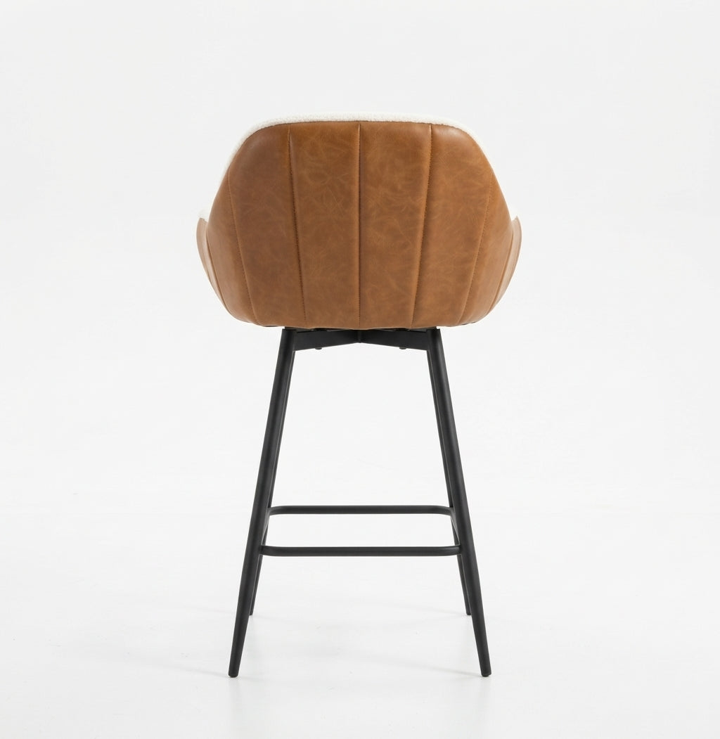 Tabouret de Bar Tissu Sherpa & Bois – Sorelio
