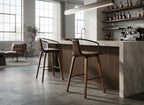 Tabouret de Bar en Bois et Simili Cuir Marron – Porto