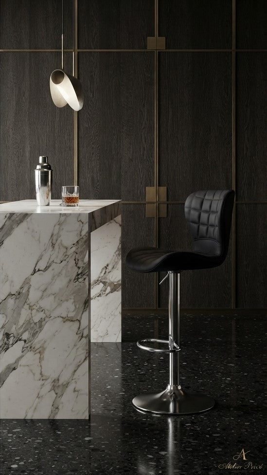 Tabouret de Bar Noir Capitonné – Novaro