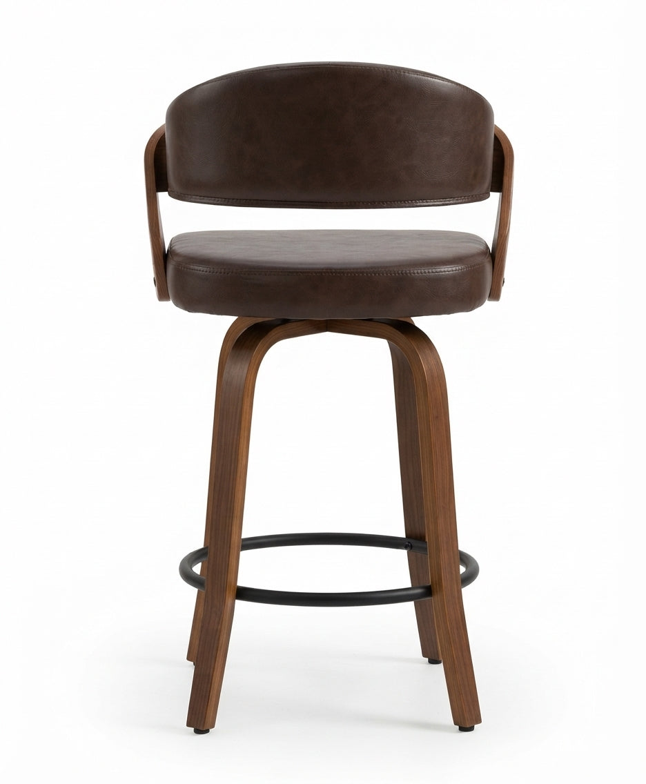 Tabouret de Bar Simili Cuir Marron & Bois – Toledo