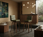 Tabouret de Bar en Bois et Simili Cuir Vert – Kyoto