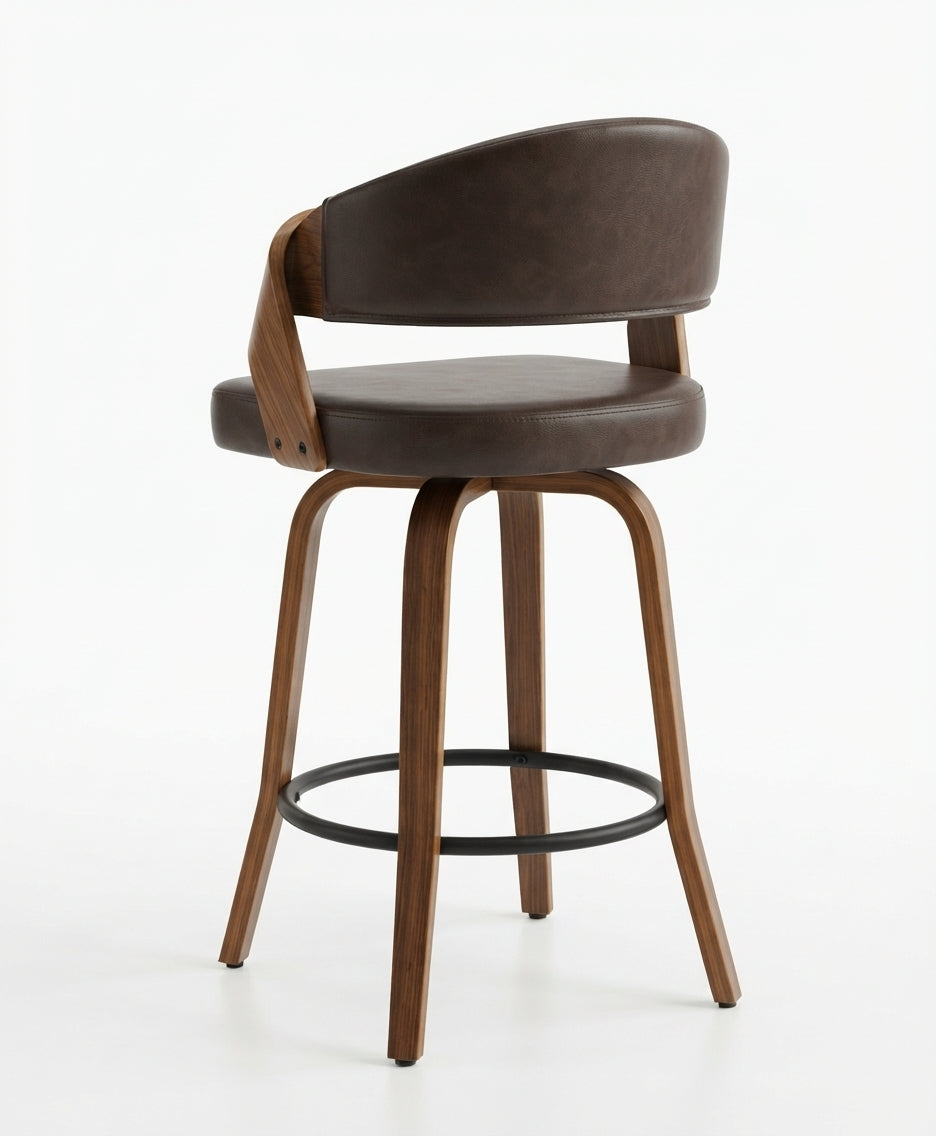 Tabouret de Bar Simili Cuir Marron & Bois – Toledo