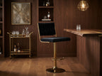 Tabouret de Bar Velours Noir & Doré – Aurelio