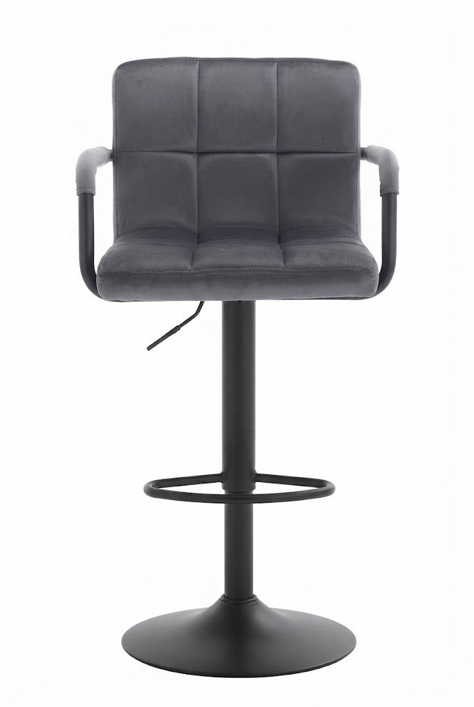 Tabouret de Bar Velours Gris avec Accoudoirs – Savio