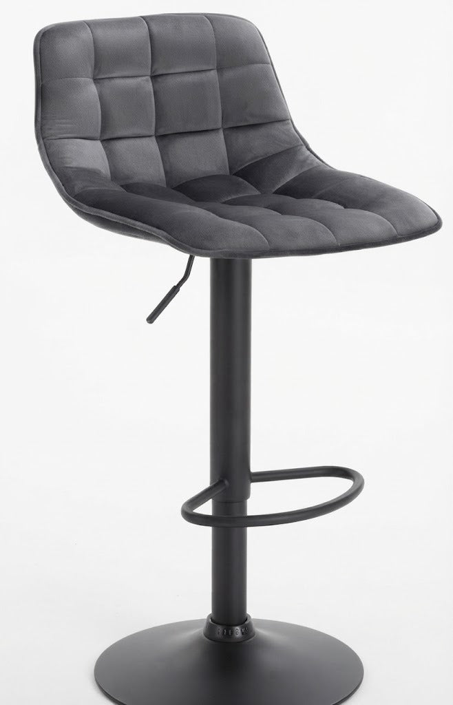 Tabouret de Bar Velours Gris Capitonné – Avelio