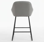 Tabouret de Bar Velours Gris avec Accoudoirs – Arvello